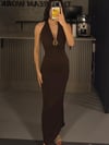 KAHVE TOKALI ELBİSE 