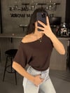 KAHVE YARASA KOL KISA KOLLU BLUZ