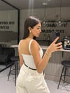 KARE YAKA BEYAZ BODYSUIT