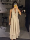 KETEN GOLD DÜĞMELİ ELBİSE