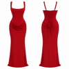 KIRMIZI BALEN DETAYLI MAXİ BOY ELBİSE 