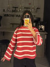 KIRMIZI BEYAZ ÇİZGİLİ SWEATER