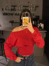 KIRMIZI DÜŞÜK OMUZ KORSE SWEAT