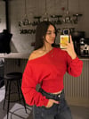 KIRMIZI DÜŞÜK OMUZ KORSE SWEAT