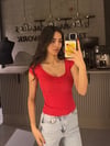 KIRMIZI KISA KOL ÖN BÜZGÜLÜ BODY