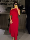 KIRMIZI MNG ASİMETRİK CREP ELBİSE