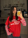 KIRMIZI THROUGH ÇİZGİLİ SWEATER