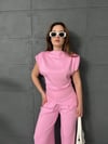 KOL VATKALI ASİMETRİK PEMBE OYSHO MODAL EŞOFMAN TAKIMI