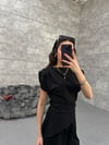 KOL VATKALI ASİMETRİK SİYAH OYSHO MODAL EŞOFMAN TAKIMI