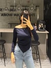 LACİVERT ASİMETRİK UZUN KOLLU BODY