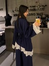 LACİVERT DANTEL MODAL KUMAŞ TAKIM