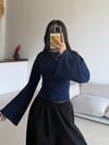LACİVERT MODAL KUMAŞ BEL KORSELİ BODY