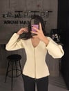 MG EKRU KORSE DETAY ÇİFT FERMUAR HIRKA