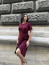 OYSHO BORDO KISA KOLLU BAĞLAMALI ELBİSE