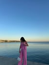PEMBE ASKILI SALAŞ ÇİLEK KUMAŞ PANTOLON  TAKIM