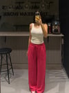PEMBE ASTARLI KETEN PANTOLON