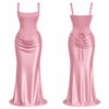 PEMBE BALEN DETAYLI MAXİ BOY ELBİSE 