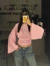 PEMBE BEL KORSE BÜZGÜLÜ İSPANYOL KOL BLUZ 