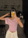 PEMBE BEL KORSELİ KAYIK YAKA BLUZ