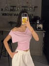 PEMBE BEL KORSELİ KAYIK YAKA BLUZ