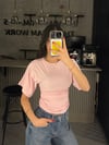 PEMBE BEL KORSELİ KISA KOL BLUZ