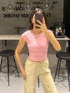 PEMBE BÜZGÜLÜ KISA KOLLU BODY