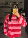 PEMBE ÇİZGİLİ SWEATER
