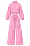 PEMBE CRINKLE KUMAŞ ASTARLI MUADİL TAKIM