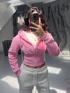 PEMBE KORSELİ FERMUARLI HIRKA
