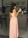 PEMBE MODAL KUMAŞ BEL BAĞLAMALI  ELBİSE 