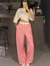 PEMBE ŞERİTLİ PUANTİYE PANTOLON