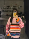 PEMBE VİRAL ÇİZGİLİ YUMOŞ KAZAK