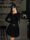 PİLELİ SİYAH KEMERLİ ŞORT ETEK