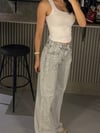 PİNTEREST TAŞLI BUZ RENGİ WIDE LEG JEAN