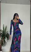 SANDY KUMAŞ RENK DESENLİ ELBİSE 