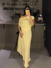 SARI MNG ASİMETRİK CREP ELBİSE