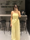 SARI STRAPLEZ KETEN ŞORT ASTARLI TAKIM
