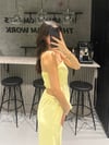 SARI STRAPLEZ KETEN ŞORT ASTARLI TAKIM