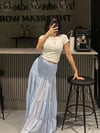 ŞİFON İÇ ŞORT ASTARLI MAXİ BOY MAVİ ETEK