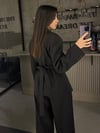 SİYAH BAĞLAMALI BLAZER ŞALVAR PANTOLON TAKIM