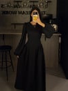 SİYAH BAĞLAMALI PRENSES ELBİSE 