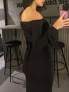 SİYAH BEL BAĞLAMALI SANDY KUMAŞ ELBİSE
