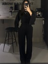 SİYAH BEL KORSELİ MODAL KUMAŞ TAKIM
