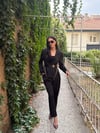 SİYAH BLAZER KEMERLİ ŞALVAR PANTOLON TAKIM