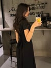 SİYAH ÇİFT TARAF BAĞLAMALI YIRTMAÇLI ELBİSE 