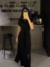 SİYAH ÇİFT TARAF BAĞLAMALI YIRTMAÇLI ELBİSE 