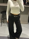 SİYAH KEMERLİ KUMAŞ PANTOLON