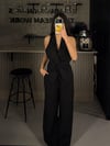 SİYAH KETEN BLUZ PANTOLON  TAKIM