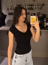 SİYAH KISA KOL ÖN BÜZGÜLÜ BODY
