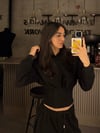 SİYAH KORSE KAPÜŞONLU SWEAT